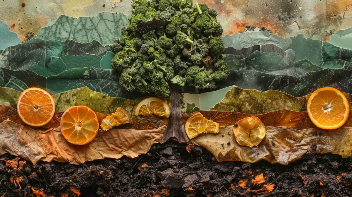 compostage électrique illustration avec des déchets alimentaires